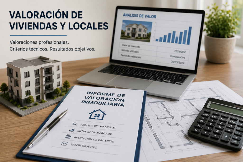 Valoración profesional de viviendas y locales realizada por perito inmobiliario